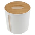 thumbnail image 4 of ColoMX Dispensador de papel higiénico de tejido redondo, caja de papel en rollo de plástico con tapa de bambú, 4 of 8