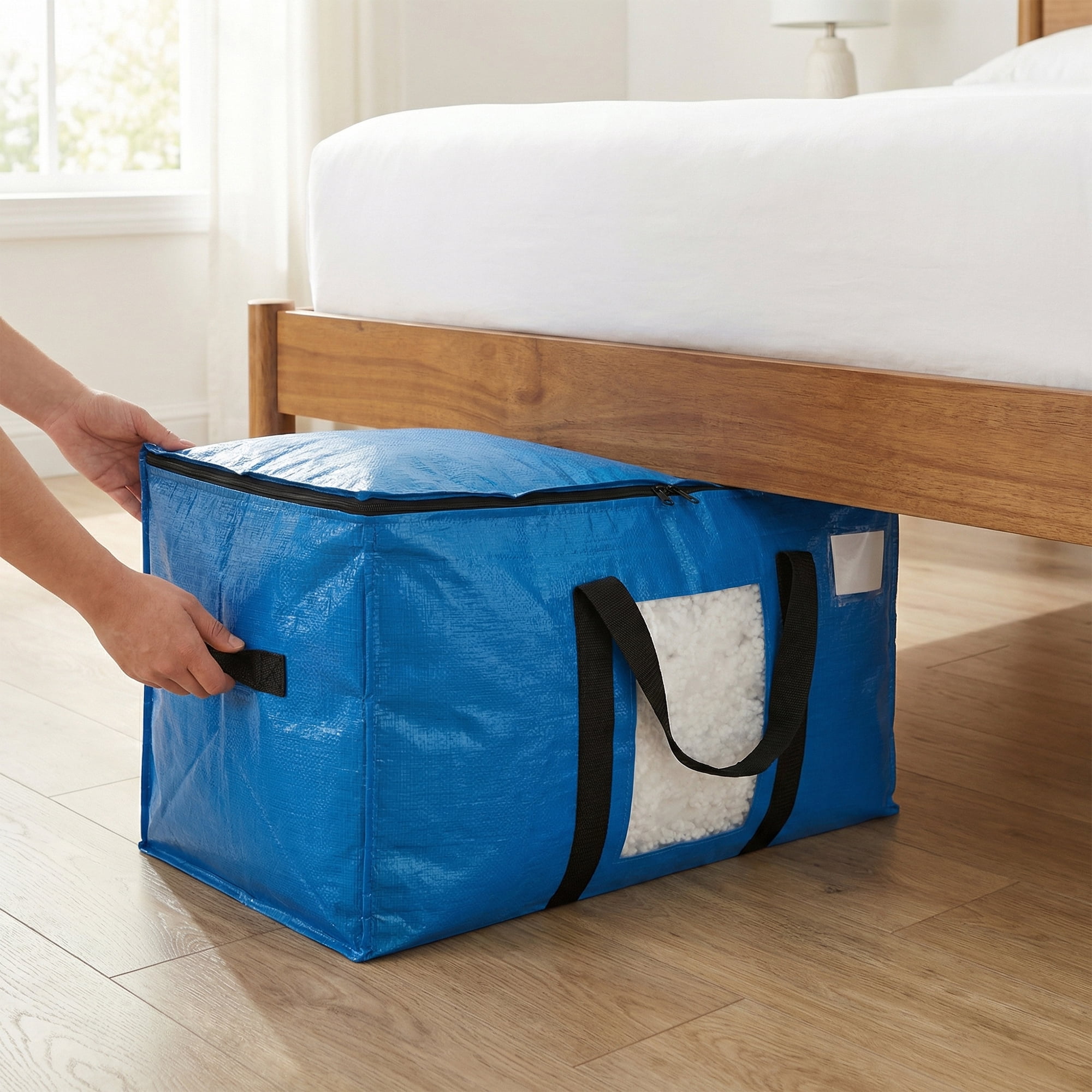 Unique Bargains Storage Bags for and Closet with Handles Blue 27.56"x13.78"x16.54"