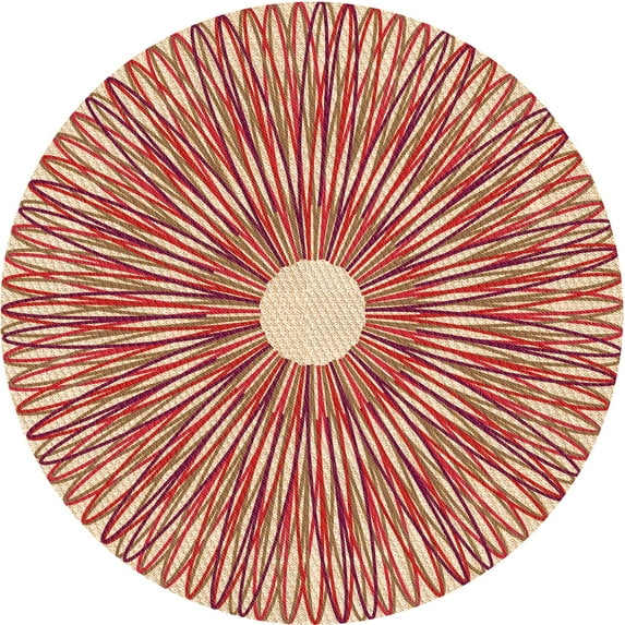 Ahgly Company Indoor Square Patterned Grapefruit Red Area Rugs, 3' Square
