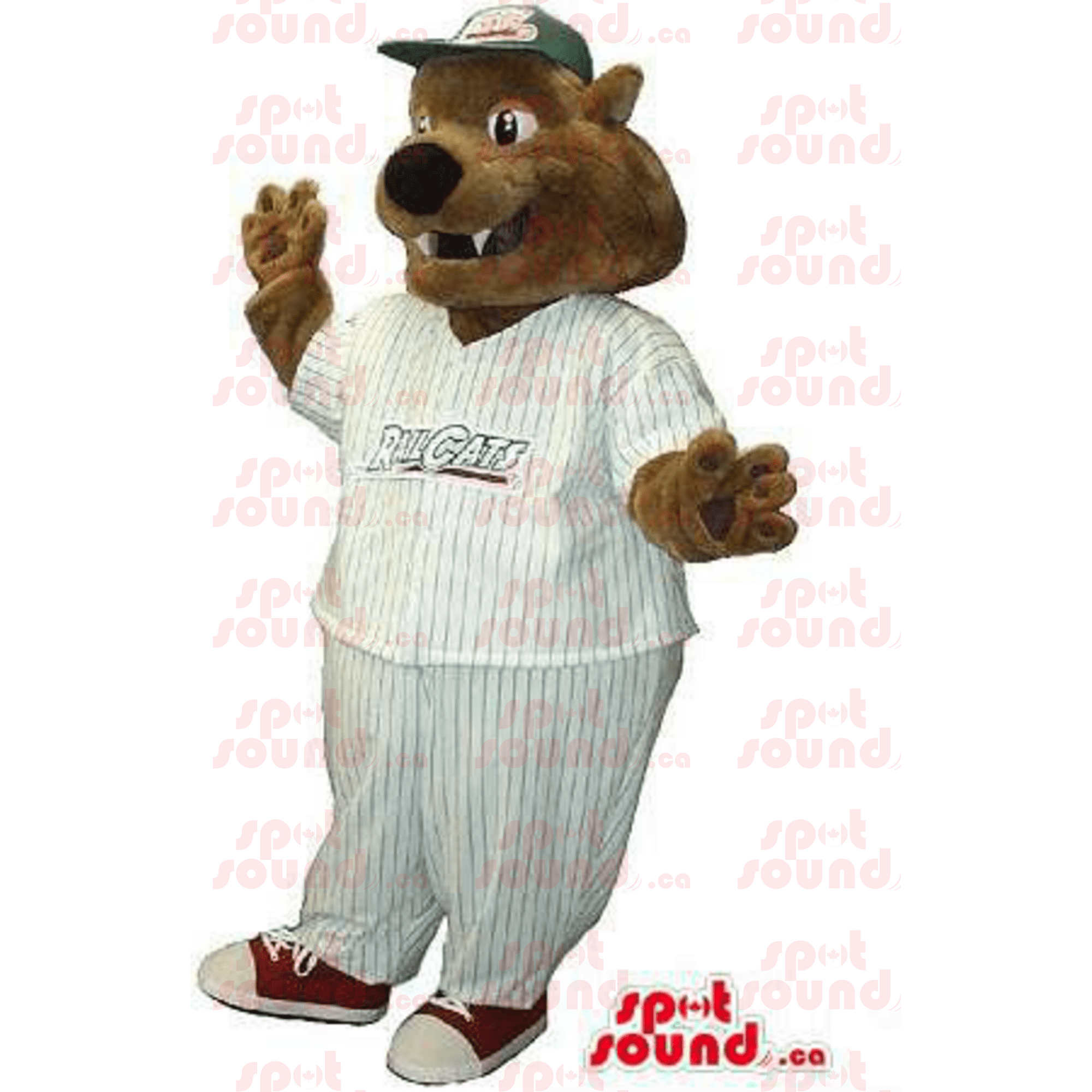 Brown bear mascot in American football gear - Sizes L (175-180CM)