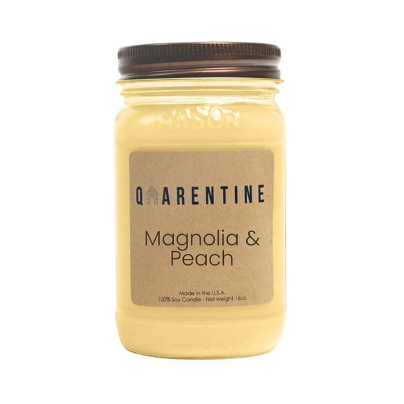 Natural Organic Magnolia & Peach Soy Wax Candle 16oz, Floral & Fruity Scent, Aromatherapy & Massage Oil - Quarentine Essentials by Carla Miles