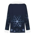 thumbnail image 5 of Christmas Clothes for Women, Women's Faux Furry Trim V Neck Blouse Long Sleeve Xmas Graphic Tee Holiday Tops (XL, Navy), 5 of 5