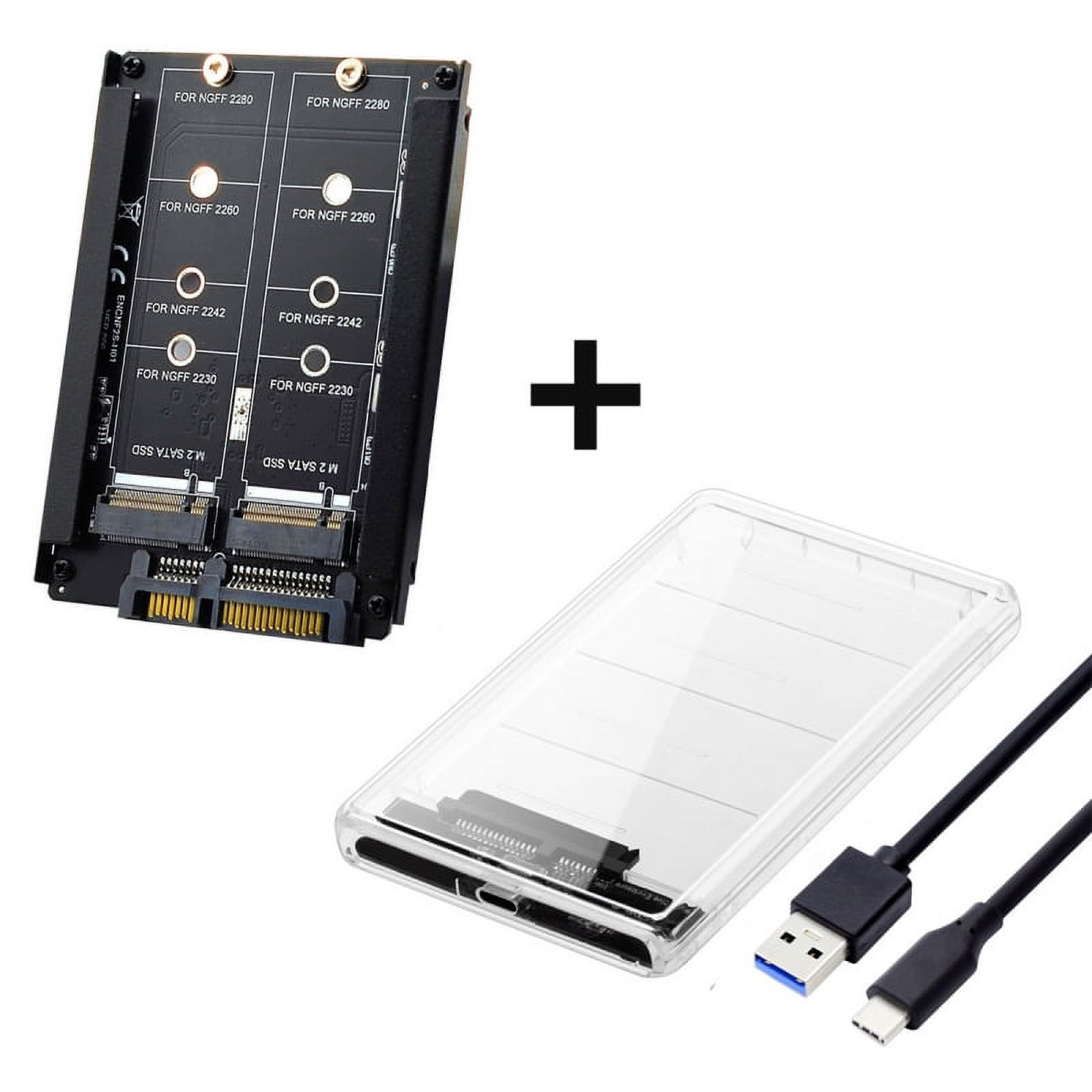JSER Dual NGFF B+M-Key M.2 SSD Card JOBD Raid0 Span Bridge to USB3.0 Type-C USB-C 2.5inch SATA Combo Enclosure