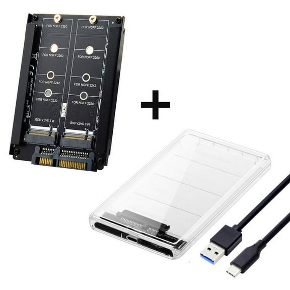 CY Dual NGFF B M-Key M.2 SSD Card JBOD Raid0 Span Bridge to USB3.0 Type-C USB-C 2.5inch SATA Combo Enclosure