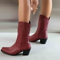 thumbnail image 6 of UngA Cowboy Boots Cowboy Boots for Women Ankle Cowgirl Booties Wide Mid Calf Pointed Toe Western Boots Short Classic Booties Red,6.5, 6 of 7