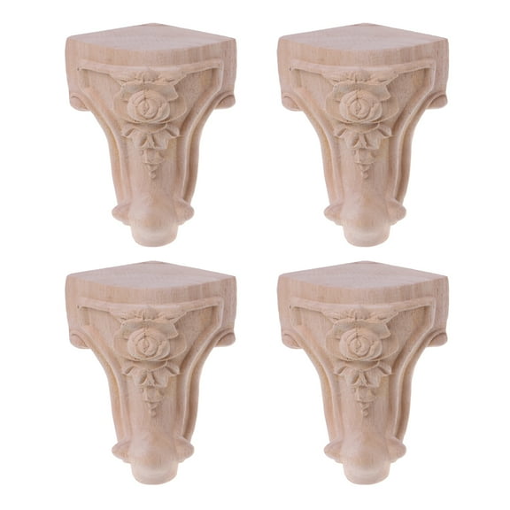 4 Pcs Wooden Carved Furniture Legs Right Sofa Legs for Cabinet Bedside Table Furniture Hardware