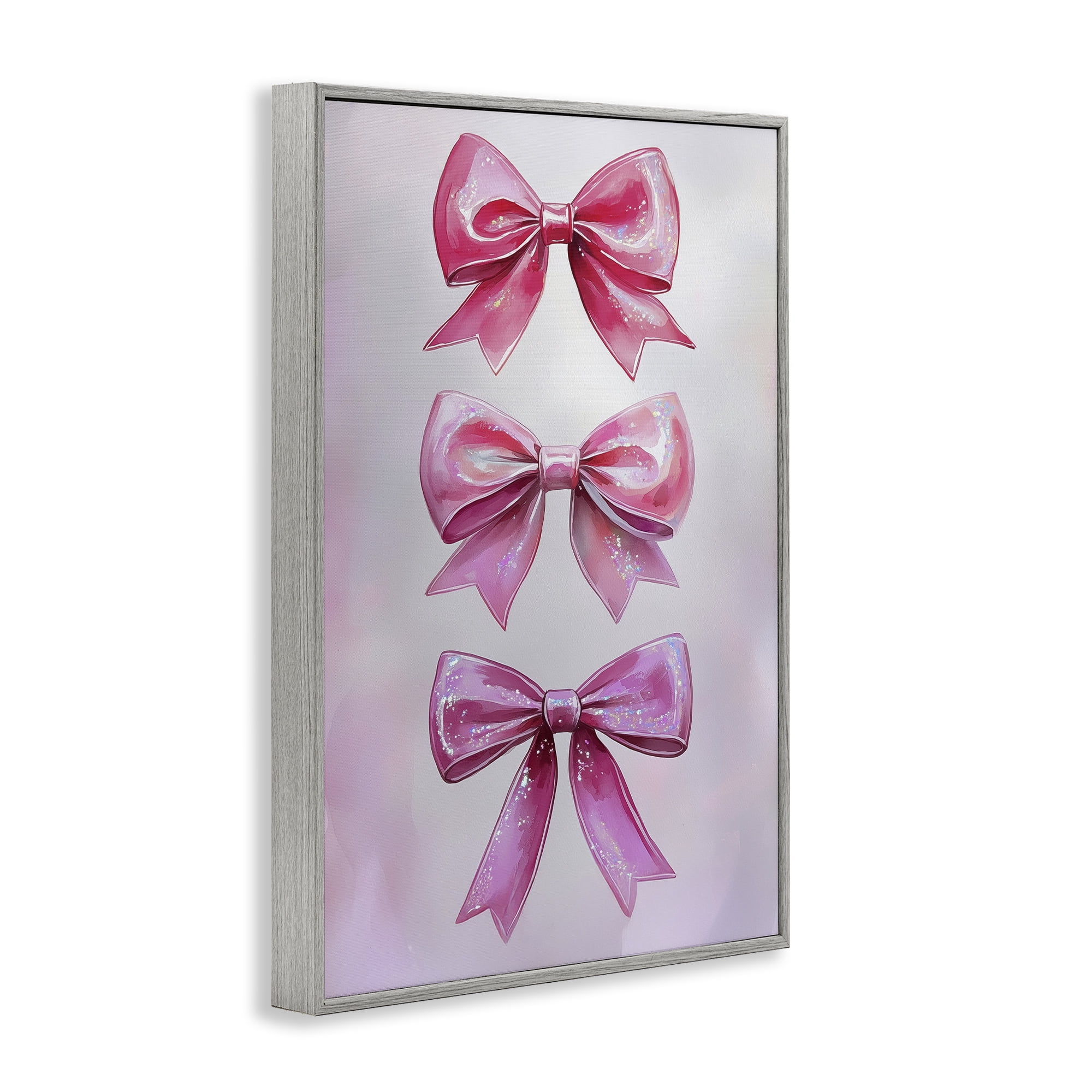 Stupell Industries Blush And Satin Ribbons Gray Framed Giclee Art, design by Annabelle Hall