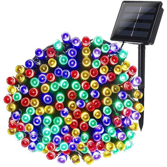 Qishi Christmas Lights Solar String Lights 72ft 200 LED Fairy Lights 8 Modes Ambiance Lighting for Outdoor Patio Lawn Landscape Garden Home Wedding (Multi-Color)
