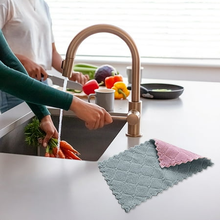 TUITOONM Microfiber Kitchen Towels 10.2x5.9 Inch Super Absorbent Coral Fleece Cleaning Cloths Lint-Free & Machine Washable Multi-Surface Use