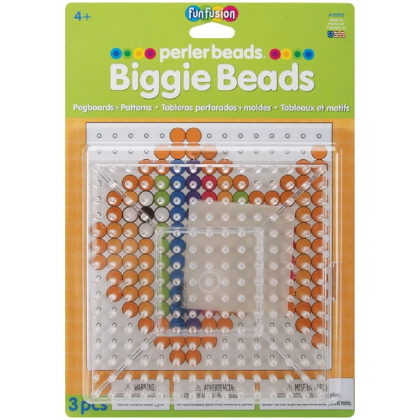 Perler BIGGIE Beads Pegboards 2/Pkg-Square Clear