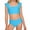 Sky Blue, variant on Gunia Swim Suits For Teens Girls Two Piece Square Neck Ruffle Trim Solid Color Bathing With Flounce Girls' Swimwear For Holiday Beach Pool 7-16 Years