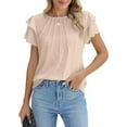 thumbnail image 4 of MORTTIC Women's Summer Ruffle Sleeve Blouse Casual Crew Neck Work Tops for Office or Daily Wear, M, 4 of 5