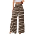 thumbnail image 5 of Dweltoz Wide Leg Palazzo Pants for Women Polka Dot Straight Long Trousers High Waist Lightweight Work Outfits with Pockets,Brown S, 5 of 5