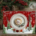 thumbnail image 6 of ToyKingdee Snowflakes Christmas Vinyl Placemats, Red Black Buffalo Wipeable Winter PVC Woven Table Mats for Party Kitchen Dining Decor, 6 of 6