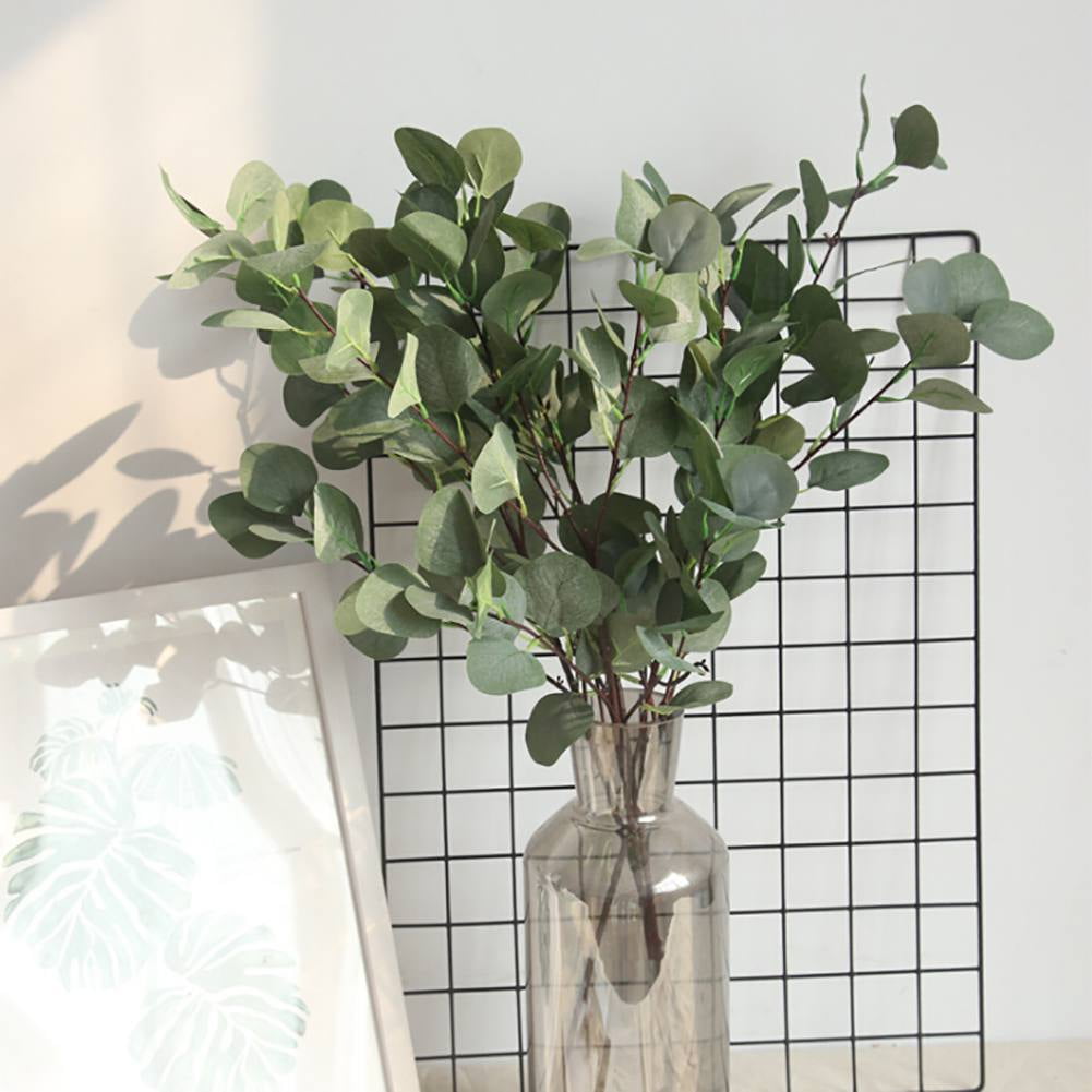 1Pc 6-Branches Artificial Eucalyptus Plant Silk Flowers Home Decor White 1Pc 6-Branches Artificial Eucalyptus Plant Silk Flowers Home Decor White