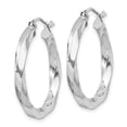 thumbnail image 2 of 925 Sterling Silver Rhodium Plated Women's 3mm Polished & Twisted Tube Hoop Earrings | 25mm, 2 of 4