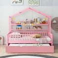 Bellemave House Bed with Trundle, Wood Montessori Bed with Storage