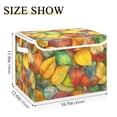 thumbnail image 5 of Yayeee Collapsible Cube Storage Bin with Lid Fabric Closet Decorative Basket with Handles, Retro Autumn Leaves, 5 of 7