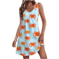 thumbnail image 1 of Tauxra Robe d'Été Courte Sans Manches à Col en V pour Femme avec Poches, Décontractée, de Plage, Fluide, à Volants, Mini Robe Soleil, 1 of 7