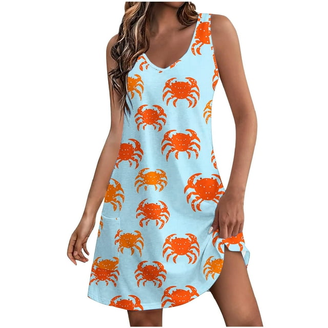Tauxra Robe d'Été Courte Sans Manches à Col en V pour Femme avec Poches, Décontractée, de Plage, Fluide, à Volants, Mini Robe Soleil