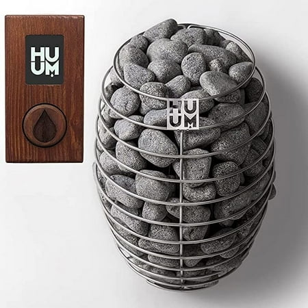 Drop 4.5 kW Sauna Heater with UKU Local Black, Display Panel Wood, Rocks