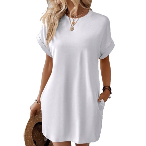 Cogild Womens Floral Print Pleated Mini Dresses Casual See Through Swim Beach Cover Up Dress