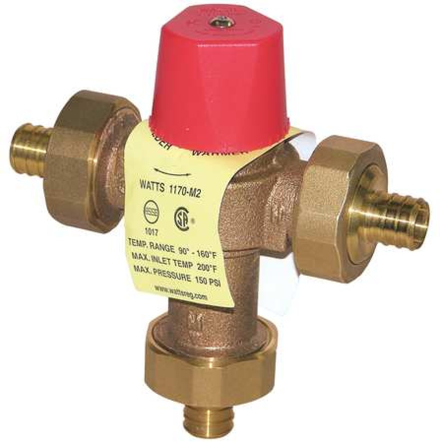 WATTS 3/4 LF 1170 PEX Mixing Valve,Brass,0.5 to 23 gpm