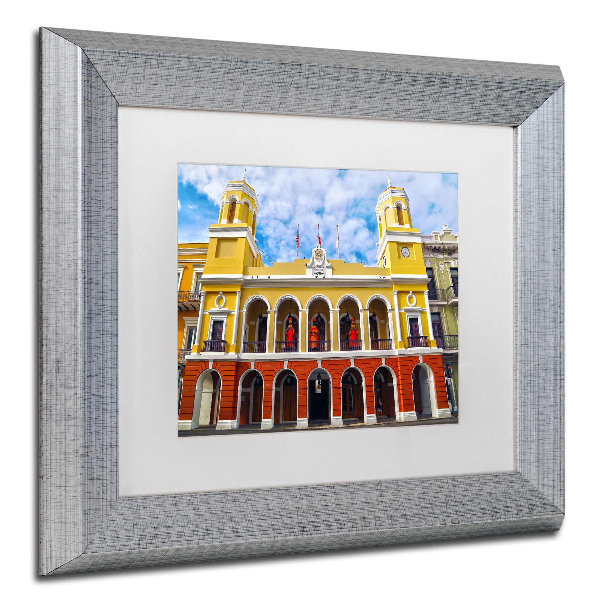 Trademark Fine Art "Alcaldia de San Juan" Canvas Art by CATeyes, White Matte, Silver Frame