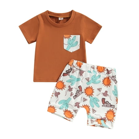 

Baby Boy Clothes Print Short Sleeve T-Shirt Tops + Shorts Set Infant Toddler Boys Summer Outfits 2pcs 6M 12M 18M 24M 3Y