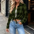 thumbnail image 5 of FAVIPT Lightweight Plaid Jacket for Women Long Sleeve Button Down Lapel Shackets Work Casual Fall Fashion Clothes Army Green,XXL, 5 of 8