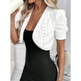 thumbnail image 5 of Women'S Short Sleeve Ligtweight Shrug Open Front Cardigan Hollow Out Sweater White XL, 5 of 8