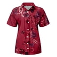thumbnail image 4 of Birdeem Chemises d'Été pour Femmes, Hauts à Manches Courtes Col à Revers avec Boutons Imprimé Floral, 4 of 5
