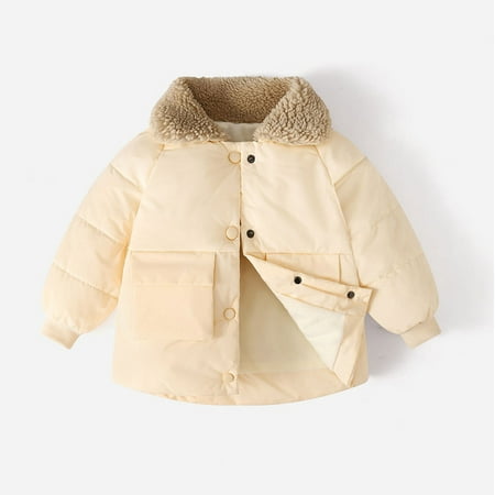 

kpoplk Toddler Jackets Boys Newborn Toddler Baby Boys Girls Puffer Jacket Winter Warm Coats with Bear Hoods Infant Outerwear Clothes(Beige)