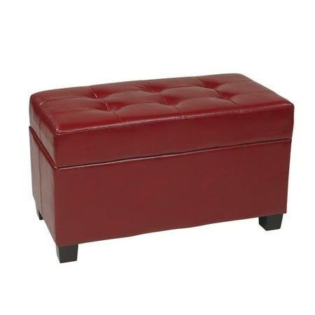 Office Star Products Designs Metro Storage Ottoman, Crimson Red, Faux Leather