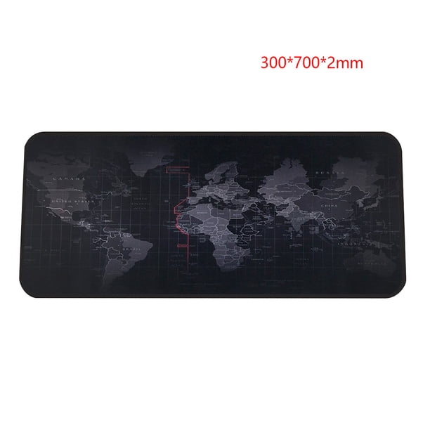 Alfombrilla de ratón de mapa del mundo con borde de bloqueo Alfombrilla de ratón de goma grande Alfombrilla de escritorio de juego impermeable 300x700x2mm Advancent EL1037-01B