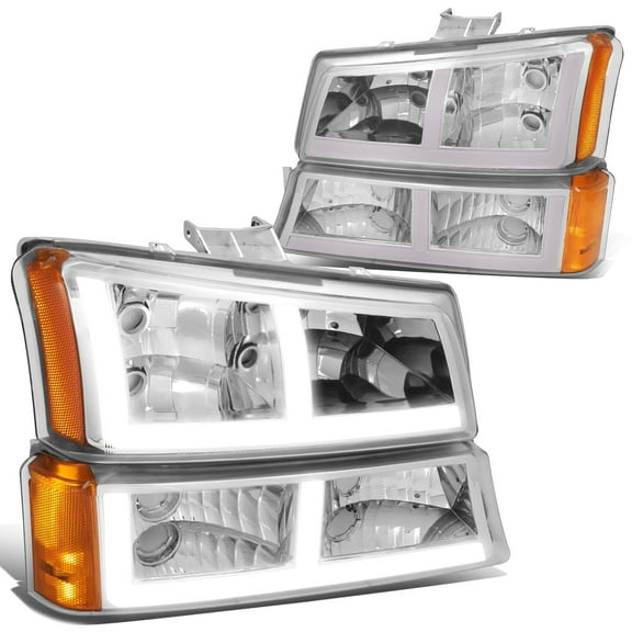 DNA Motoring For 03-07 Silverado Avalanche LED DRL Headlight Bumper Parking Lamps Chrome Amber