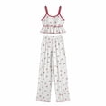 thumbnail image 5 of 2 Piece Pajamas Set for Women BWASD Ribbed Ruffled Camisole Top and Long Soft Loungewear Outfits Nightwear Comfy Sleepwear Sping Summer Home Suit 2026 S-XXXL Pink, 5 of 6