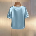 thumbnail image 5 of Women's Solid Color Casual Short Sleeve Round Neck T-Shirt Top for Summer, 5 of 5
