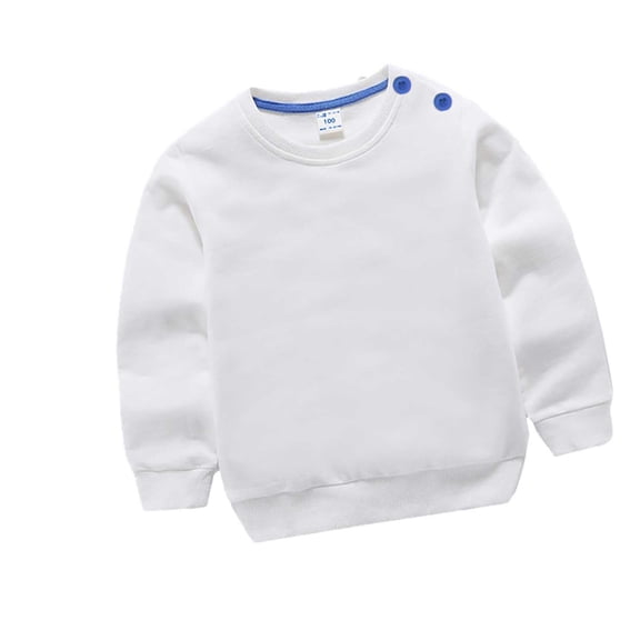 QIbmong Newborn Infants Sweatshirts Long Sleeve Hoodless Soft Cotton Top Casual Side Button Fall Winter Pullover(1 Years,White)
