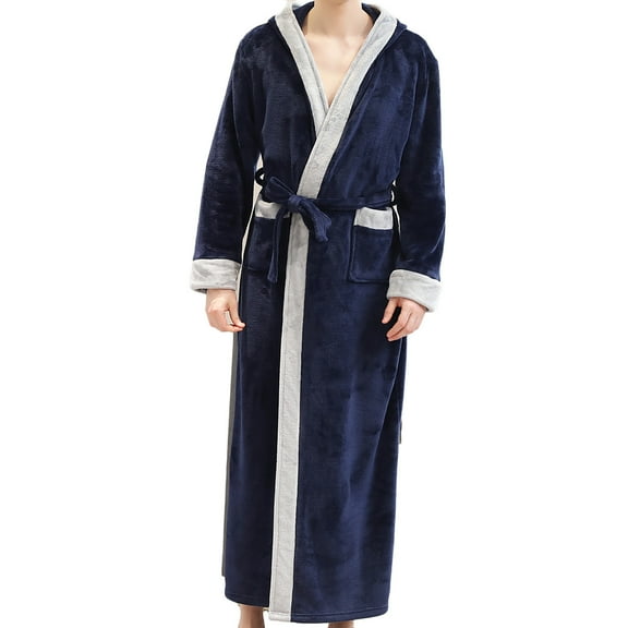 Abomasnow Mens Ultra Soft Plush Bathrobes with Hood, Warm Fleece Spa Robes Plush Cozy Fuzzy House Hooded Big and Tall Bathrobes with Pockets