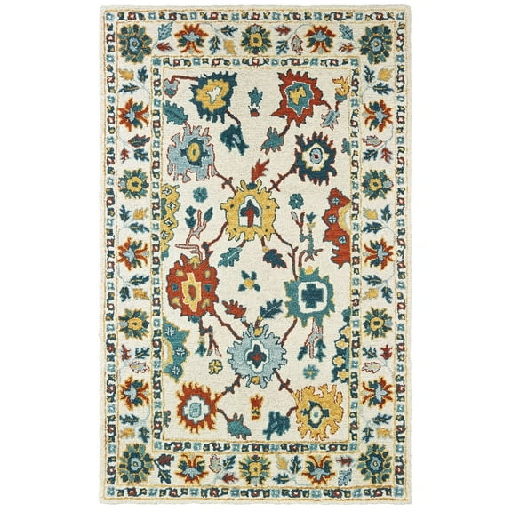 Oriental Weavers Zahra Area Rug 75507 Ivory Scrolls Bulbs 3' 6" x 5' 6" Rectangle