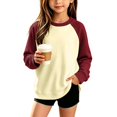 thumbnail image 2 of Kids' Baseball Style Tee Solid Long Sleeve Casual Clothing Layering Top, 2 of 8