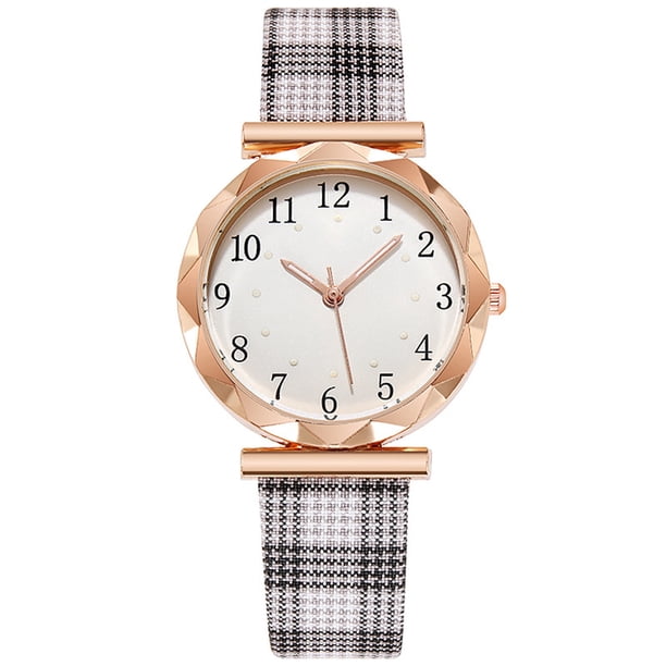 Reloj de cuarzo para mujer, relojes para mujer, reloj luminoso de moda para mujer, reloj de cuarzo con correa a cuadros, reloj de cuarzo
