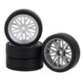 thumbnail image 1 of Tachiuwa 4 Pack RC Car Rims And Tires Durable Tires 32mm Diameter Repalces for 1:18 Scale Sliver, 1 of 9