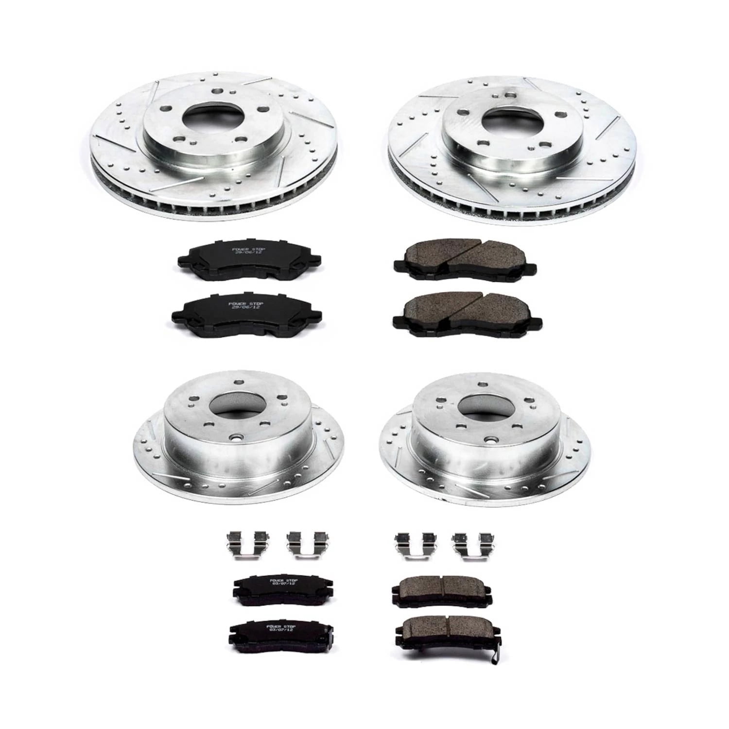 PowerStop Front and Rear Z23 Evolution Sport Carbon-Fiber Ceramic Brake Pad and Drilled & Slotted Rotor Kit Fits: MITSUBISHI Select Models K2395