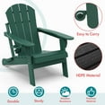 thumbnail image 5 of Hidpriva Outdoor Folding Adirondack Chair with Cup Holder, HDPE Weather Resistant Fire Pit Chair, Dark Green(Set of 2), 5 of 7
