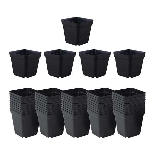 Macetas para plántulas,Maceta de vivero cuadrada negra con orificios de drenaje Regalo,Maceta de plástico Maceta para iniciar semillas Maceta para flores,Macetas para plántulas Maceta para