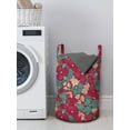 thumbnail image 3 of Floral Laundry Bag, Folklore Inspired Blooming Flower Petals Pattern in Warm Vintage Tones, Hamper Basket with Handles Drawstring Closure for Laundromats, 13" x 19", Peach Dark Coral, by Ambesonne, 3 of 4