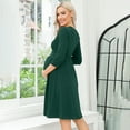 thumbnail image 4 of Women's Casual Ruffle Maternity Dress V Neck Nursing 3/4 Sleeve A Line Party Midi Dress, 4 of 5