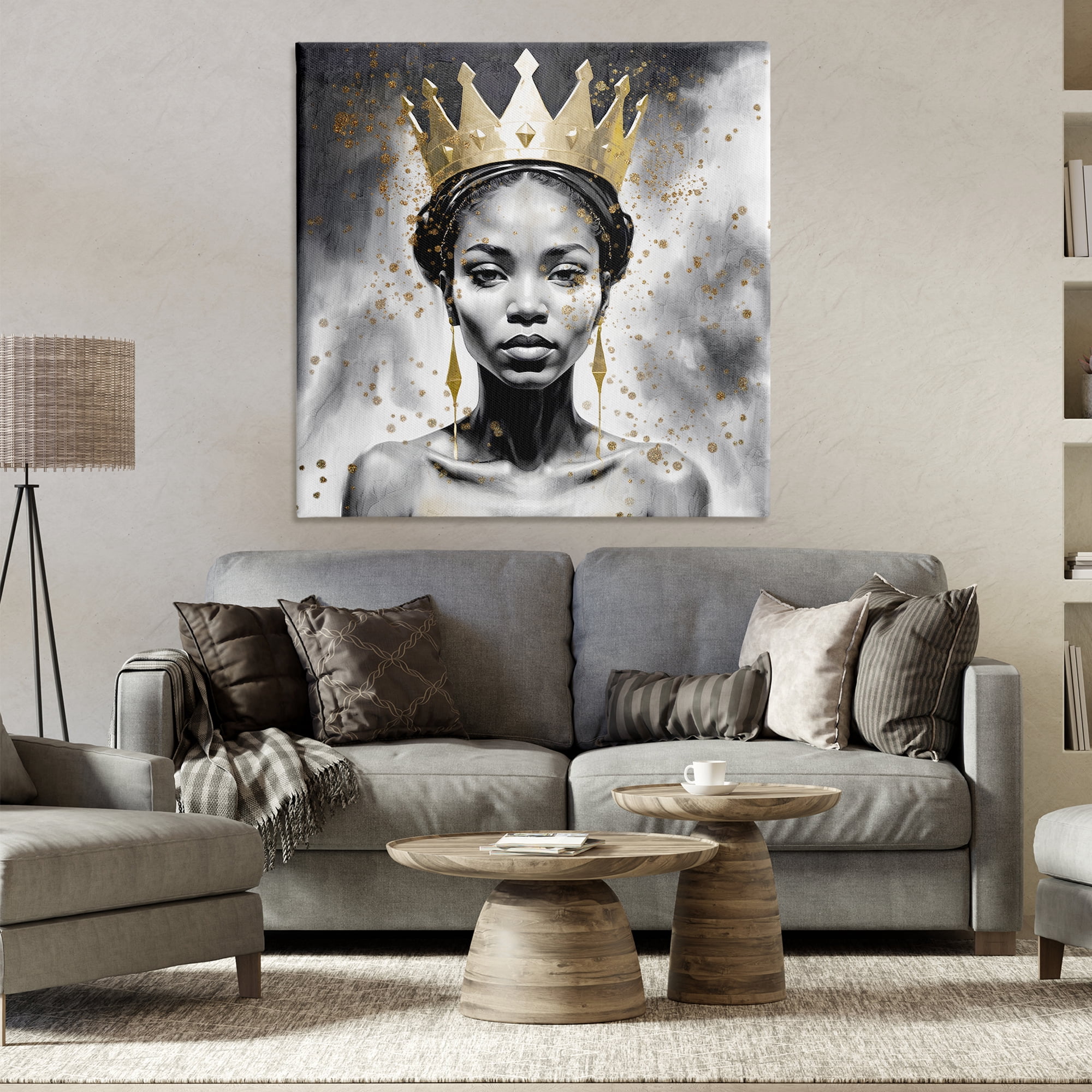 Stupell Industries Woman in Crown Gazing People Painting Wrapped Canvas Art Print Wall Art, 36 x 36
